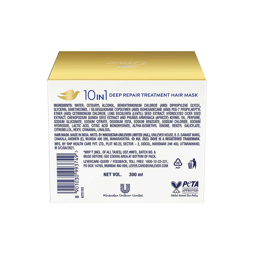 Dove 10 in 1 Deep Repair Treatment Hair Mask 300 ml, for damaged hair