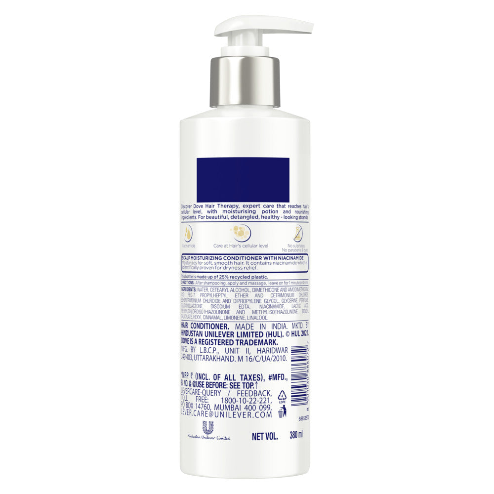 Dove Hair Therapy Dry Scalp Care Moisturizing Conditioner, Sulphate Free, No Parabens & Dyes, With Niacinamide, 380ml