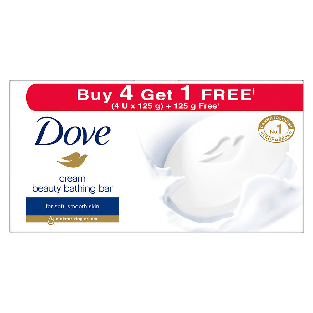 Dove Cream Beauty Bar Soft, Smooth, Moisturised Skin, 125g (Buy 4 Ge