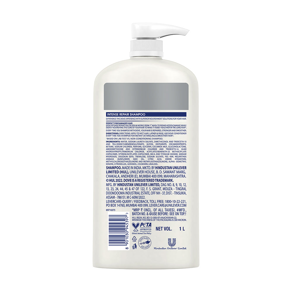 Dove Intense Repair Shampoo 1L, Hair Mask 300ml & Cream Beauty Bar 125g (Buy 4 Get 1 Free)