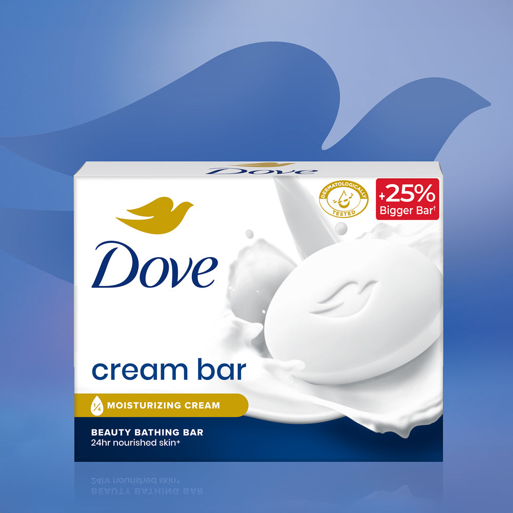 Dove Cream Beauty Bathing Bar - With Nutrient Serum for 24 hr Nourished Skin | 8x125g