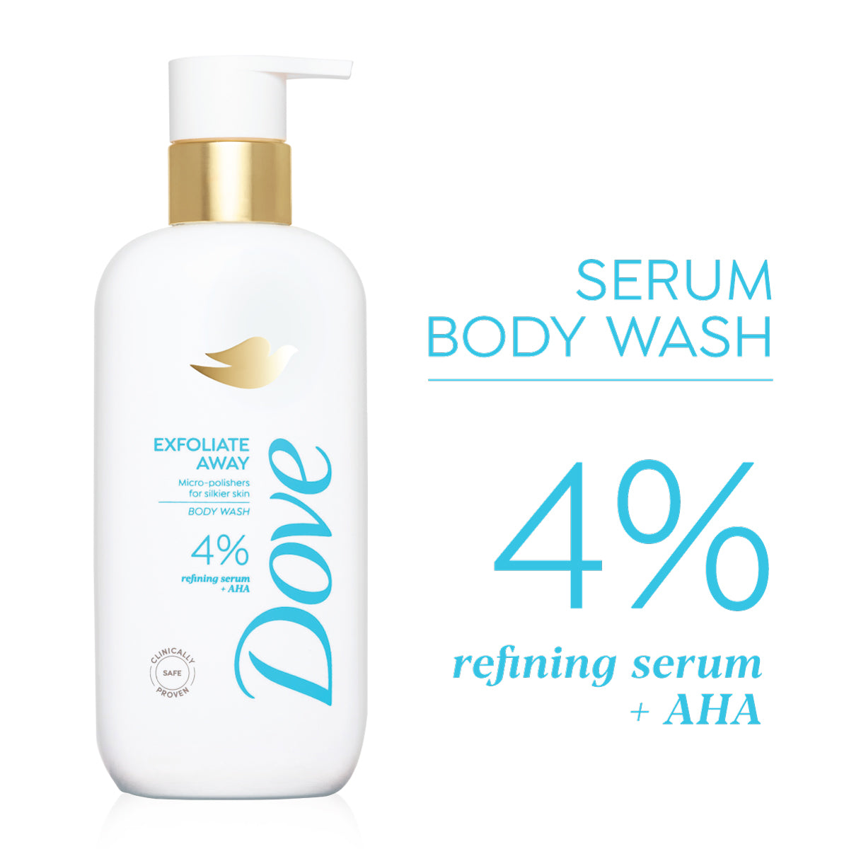 Dove Exfoliate Away Serum Bodywash with 4% Refining serum + AHA, 300 ml