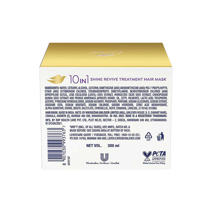 Dove 10 in 1 Shine Revive Treatment Hair Mask 300 ml, for dull hair