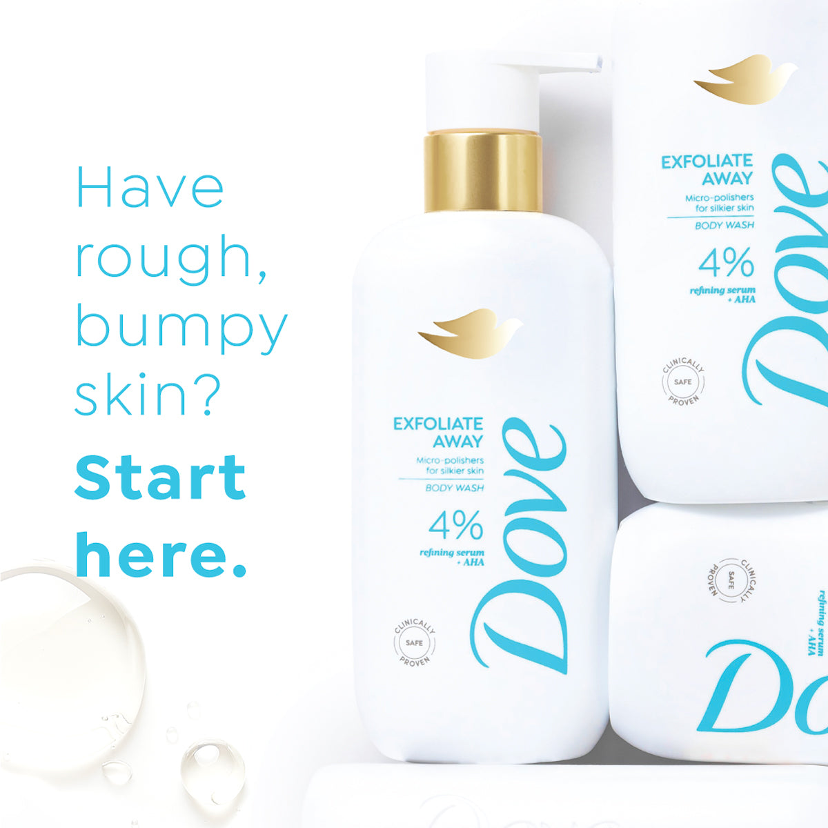 Dove Exfoliate Away Serum Bodywash with 4% Refining serum + AHA, 300 ml