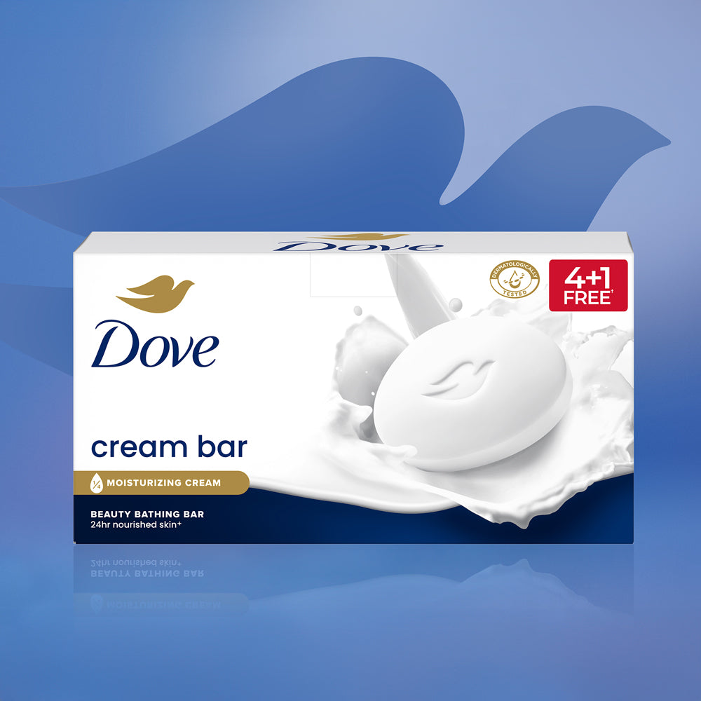 Dove Cream Beauty Bathing Bar - With Nutrient Serum for 24 hr Nourished Skin | 5x125g