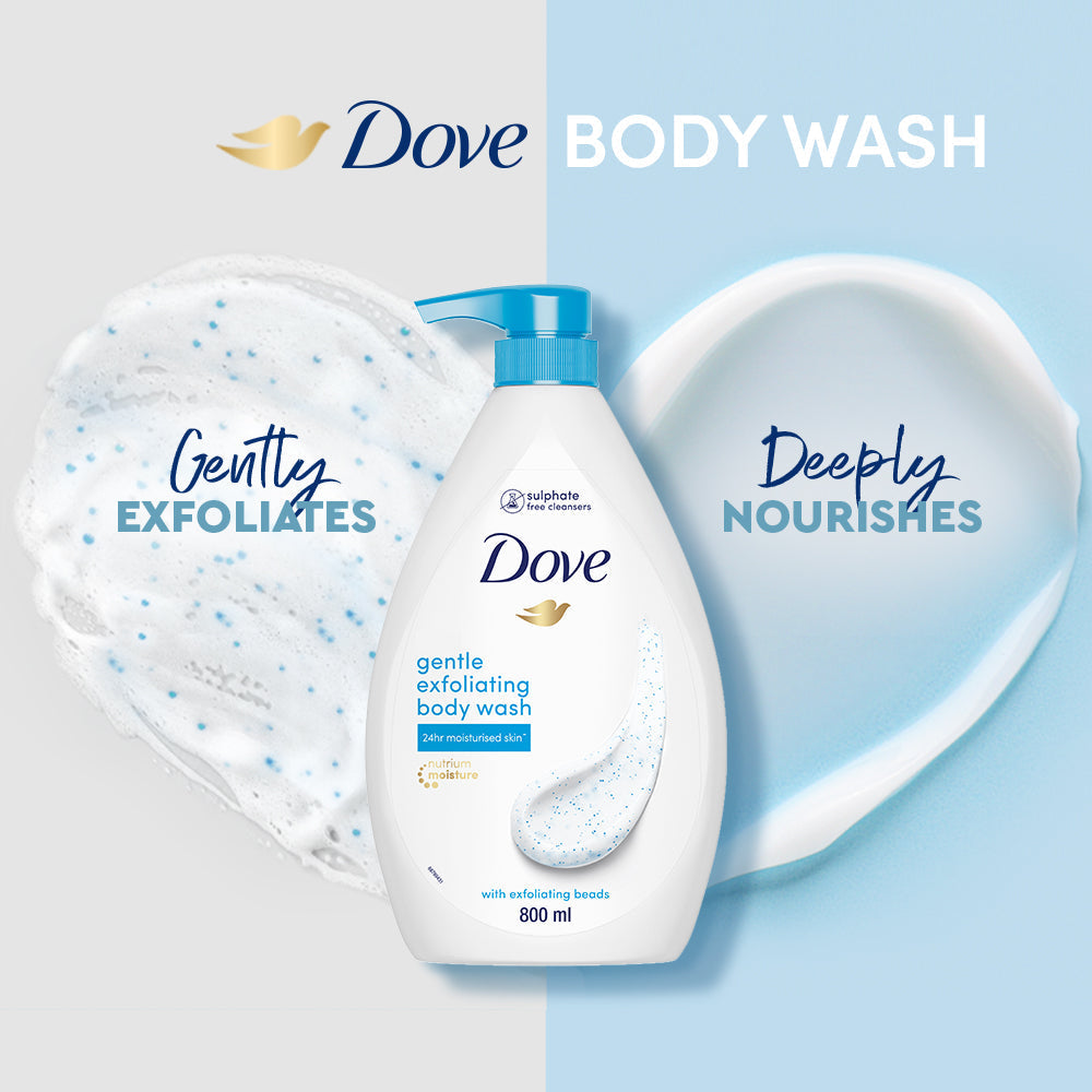 Dove Deeply Nourishing Body Wash 800ml & Gentle Exfoliating Beads Body Wash 800ml (Combo Pack)