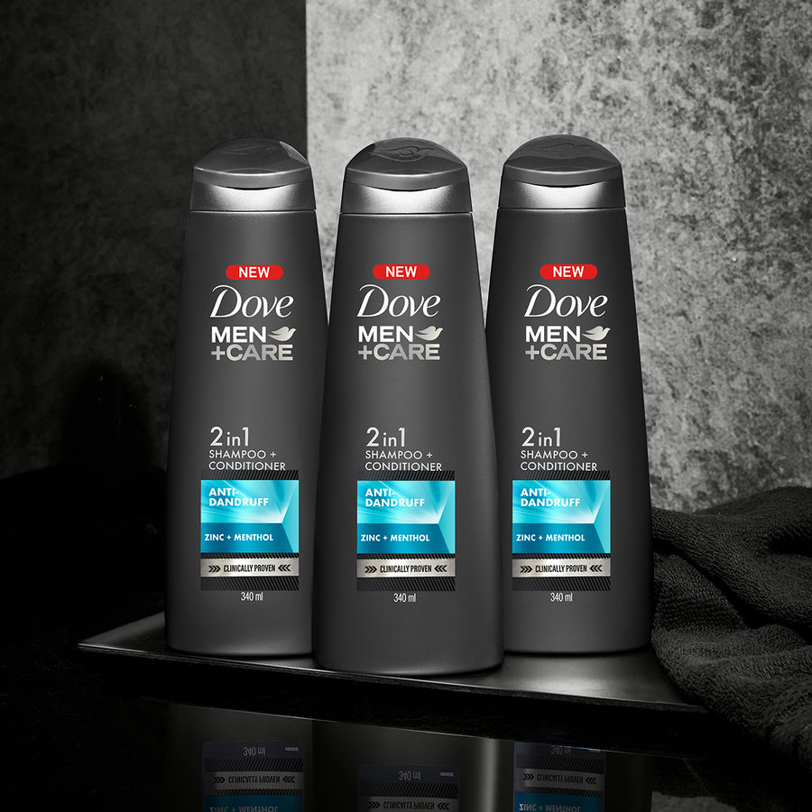 Dove Men+Care Anti Dandruff 2in1 Shampoo+Conditioner, 340 ml Combo (Pack of 3)