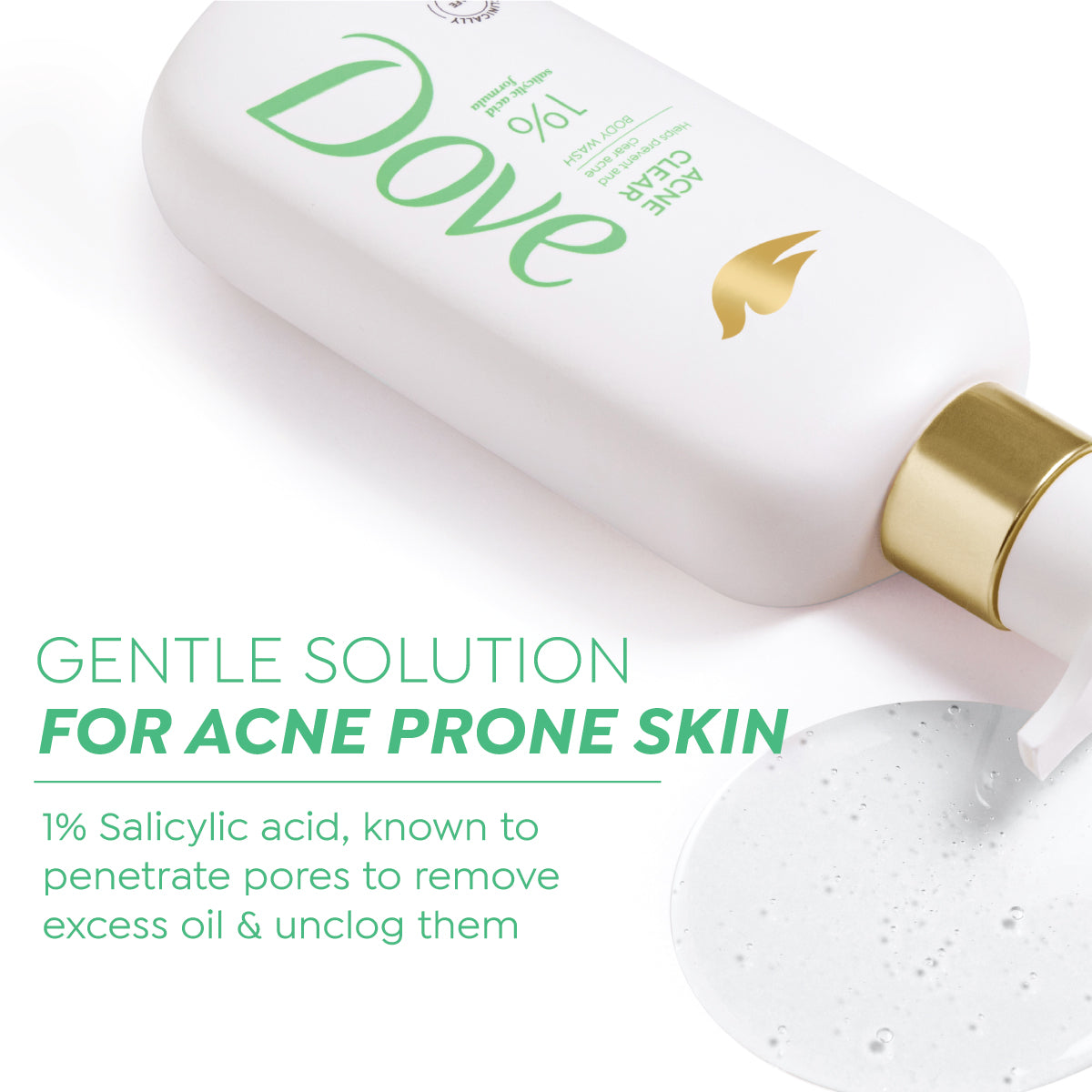 Dove Acne Clear Serum Bodywash with 1% Clearing Salicylic Acid Acne Treatment, 300 ml