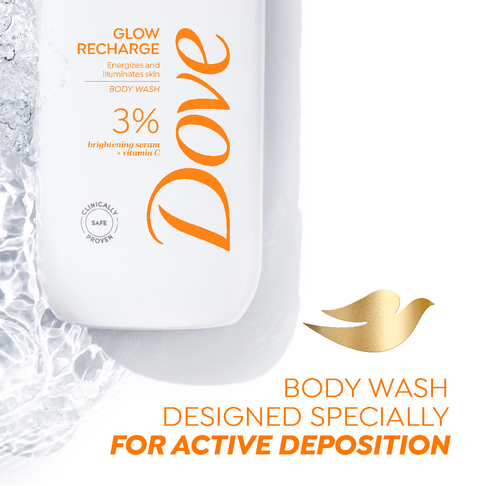 Dove Glow Recharge  Exfoliating Bodywash with 3% Brightening serum + Vitamin C, 300 ml