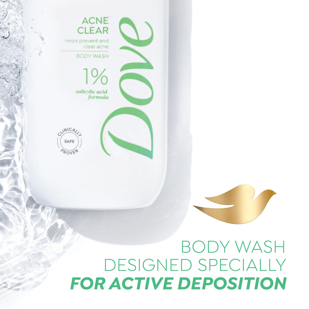 Dove Acne Clear Serum Bodywash with 1% Clearing Salicylic Acid Acne Treatment, 300 ml