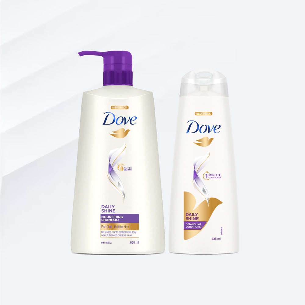 Dove Daily Shine Shampoo 650ml & Conditioner 335ml (Combo Pack)
