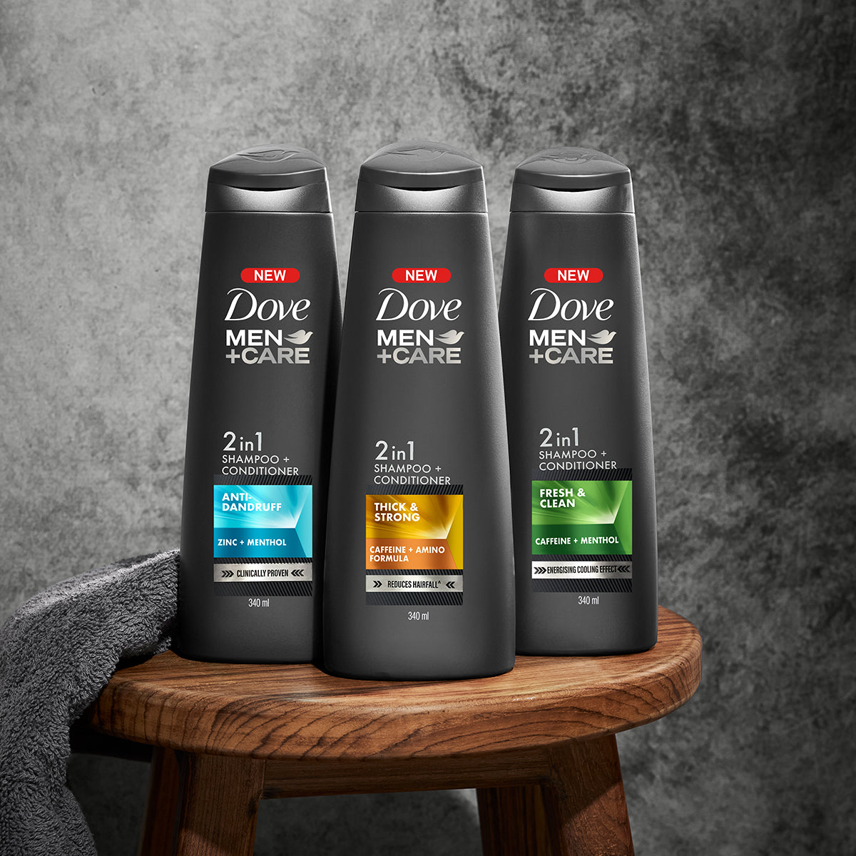 Dove Men+Care 2in1 Shampoo+Conditioner Combo, 340ml (Pack of 3) Dove
