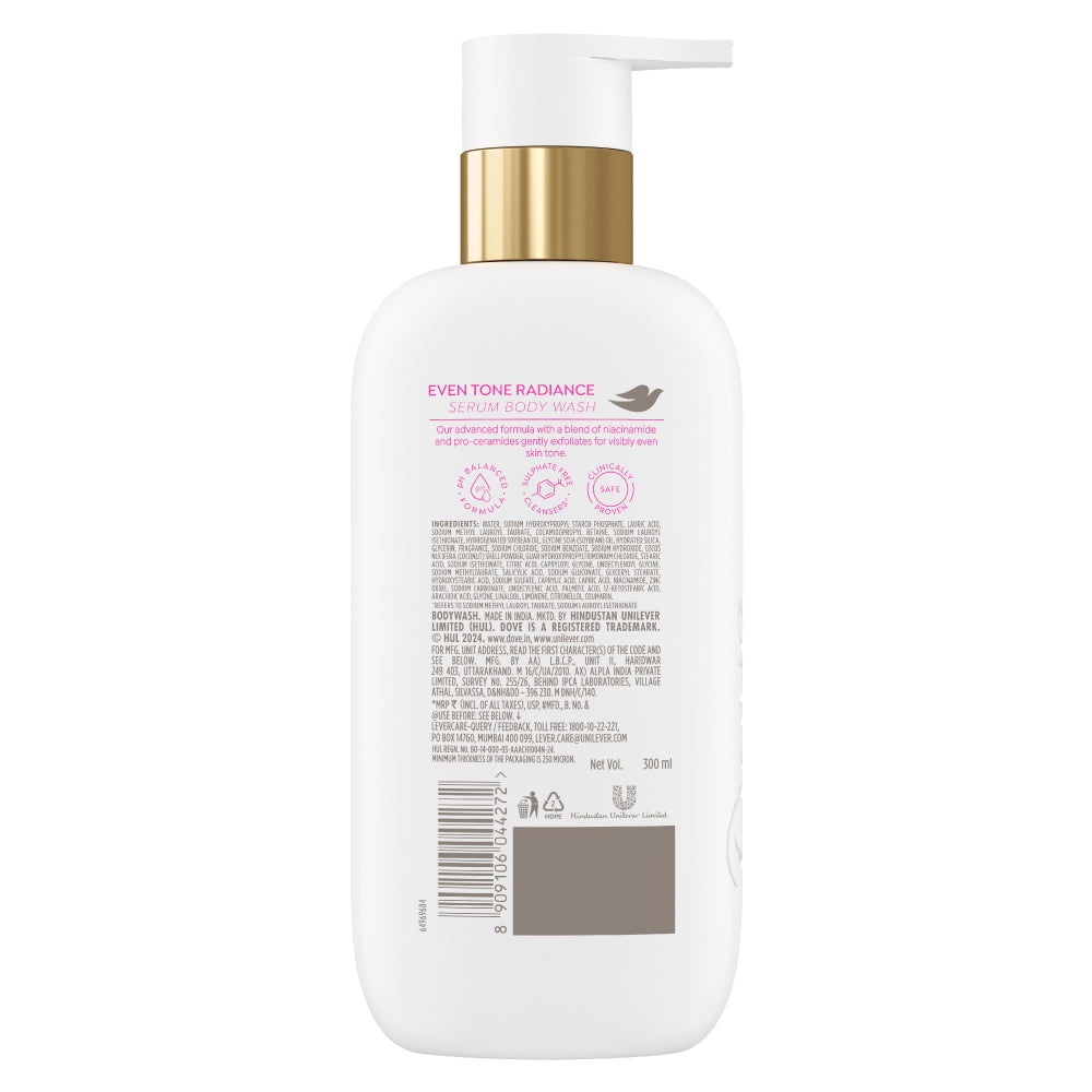 Dove Even Tone Bodywash with 5% Radiance Serum with Niacinamide