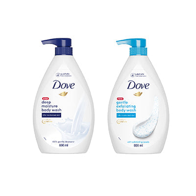 Dove Deeply Nourishing Body Wash 800ml & Gentle Exfoliating Beads Body Wash 800ml (Combo Pack)