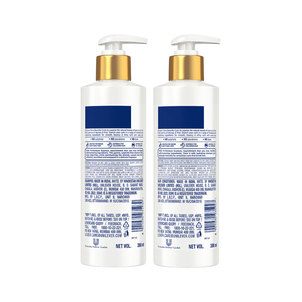 Dove Beautiful Curls Shampoo 380ml & Conditioner 380ml (Combo Pack)