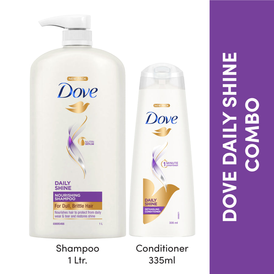 Dove Daily Shine Shampoo 1L & Conditioner 335ml(Combo Pack)