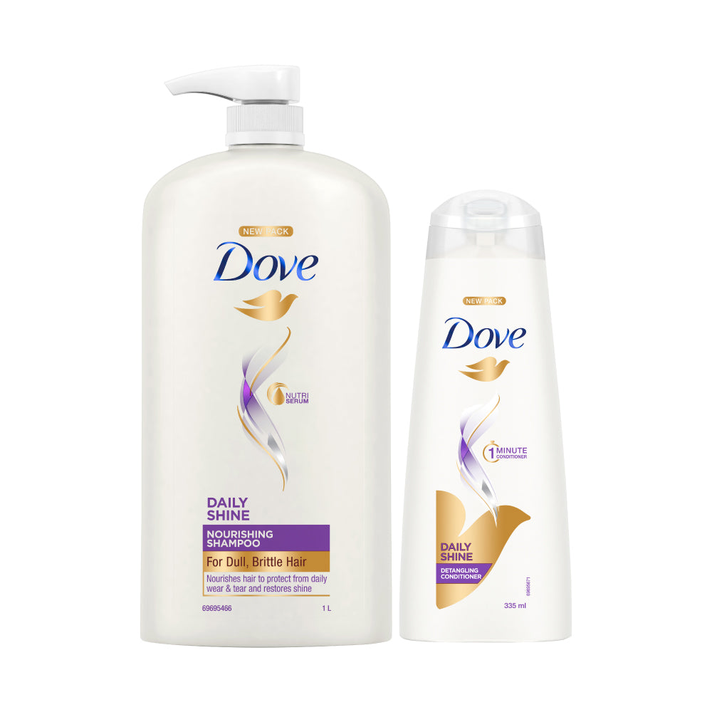 Dove Daily Shine Shampoo 1L & Conditioner 335ml(Combo Pack)