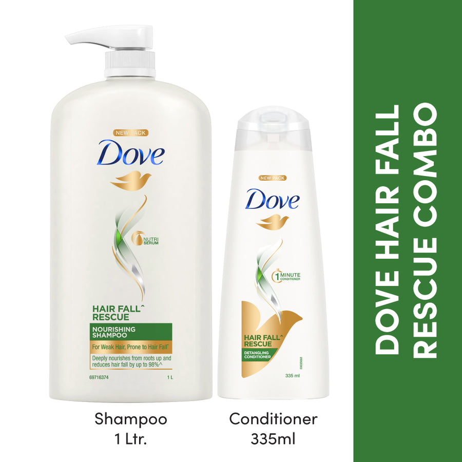Dove Hair Fall Routine Dove Hair Fall Rescue Shampoo 1L & Conditioner 335ml (Combo Pack)