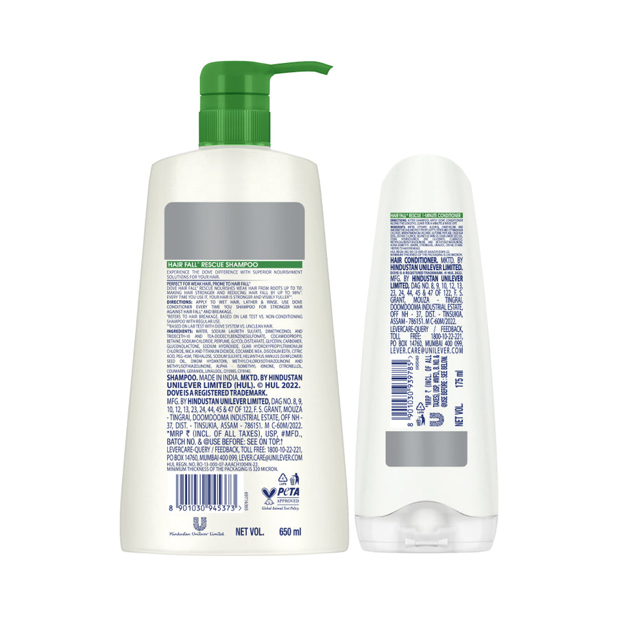 Dove Hair fall Rescue Shampoo 650ml & Conditioner 175ml (Combo Pack)