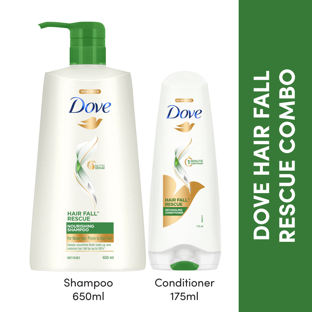 Dove Hair fall Rescue Shampoo 650ml & Conditioner 175ml (Combo Pack)