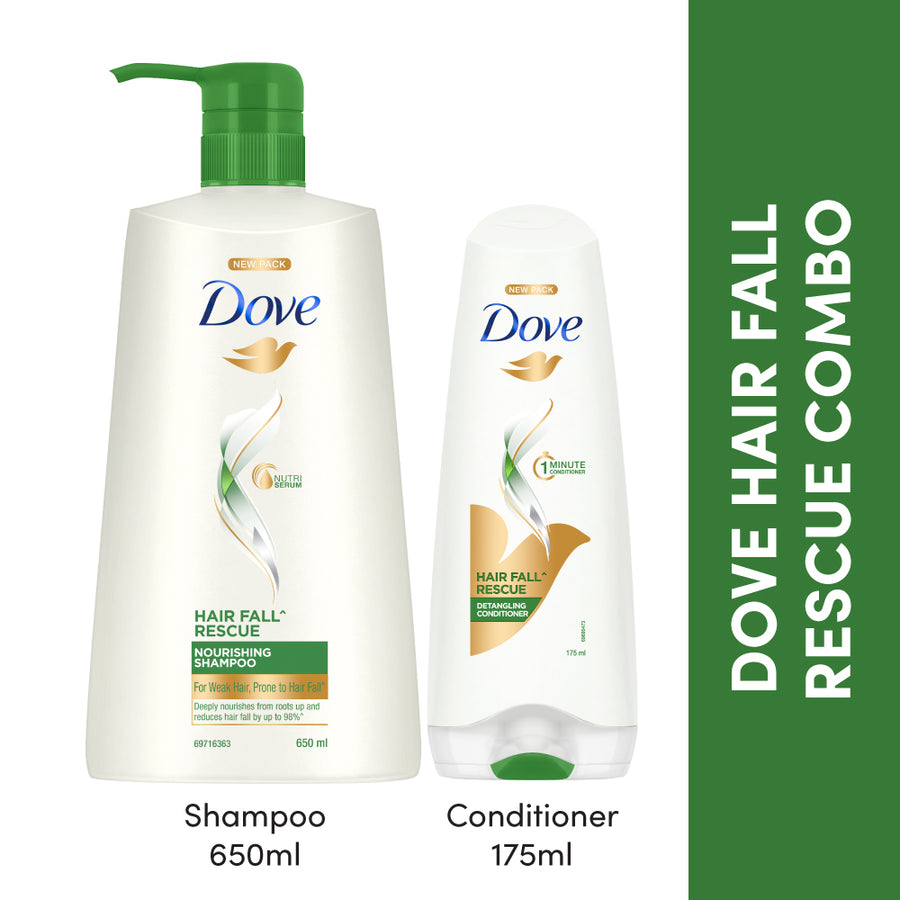 Dove Hair fall Rescue Shampoo 650ml & Conditioner 175ml (Combo Pack)