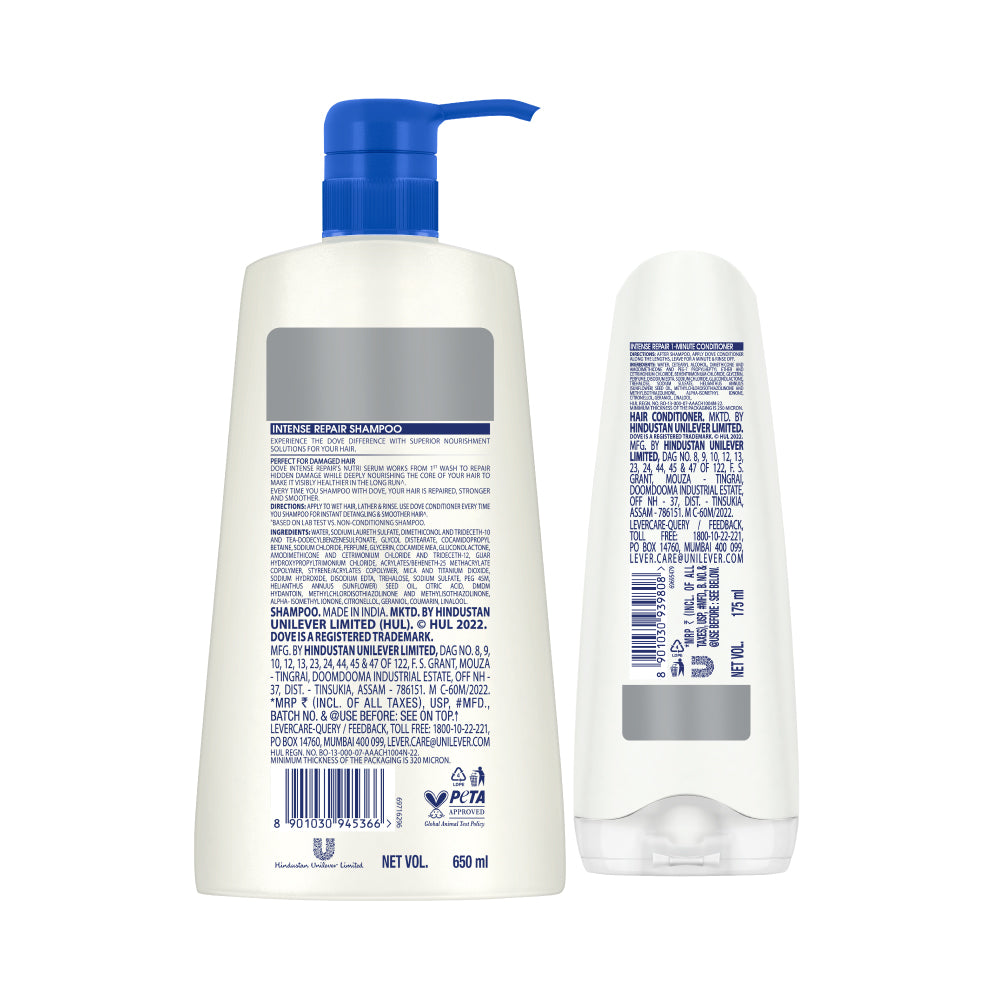 Dove Intense Repair Shampoo 650ml & Conditioner 175ml (Combo Pack)