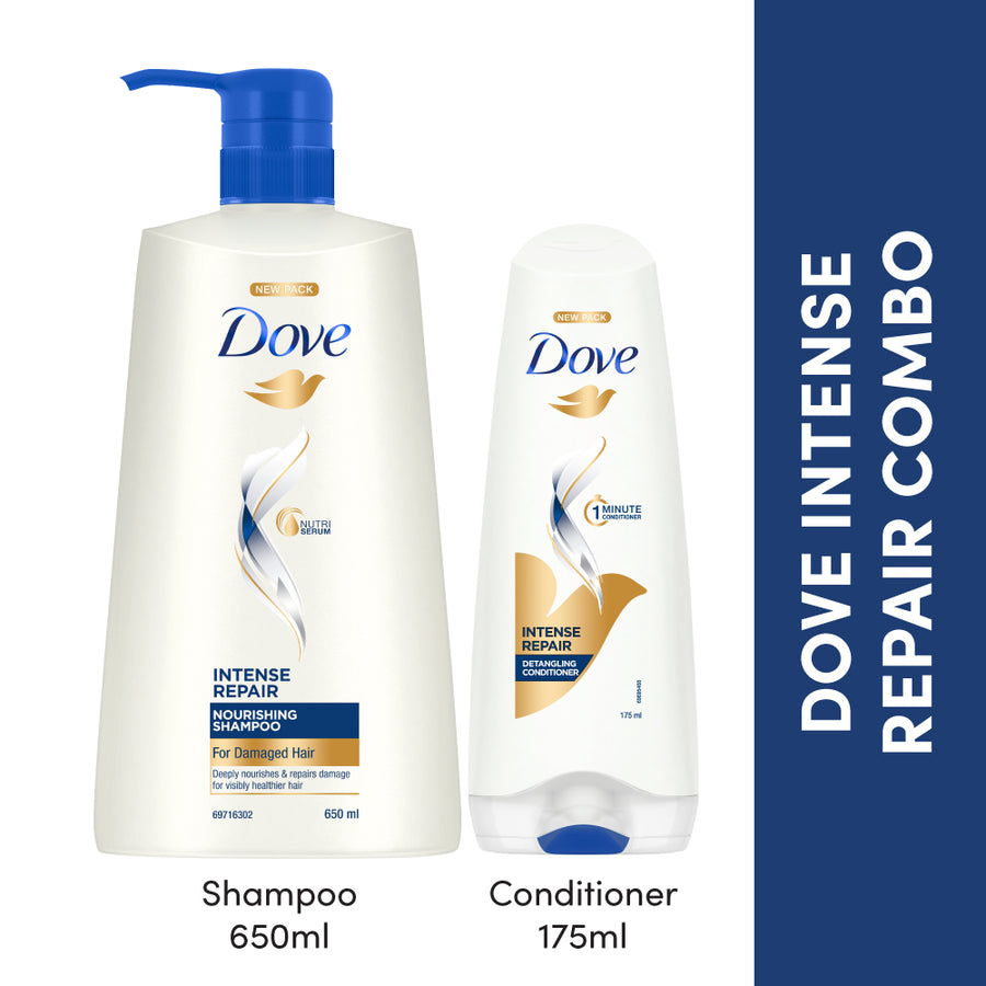 Dove Intense Repair Shampoo 650ml & Conditioner 175ml (Combo Pack)