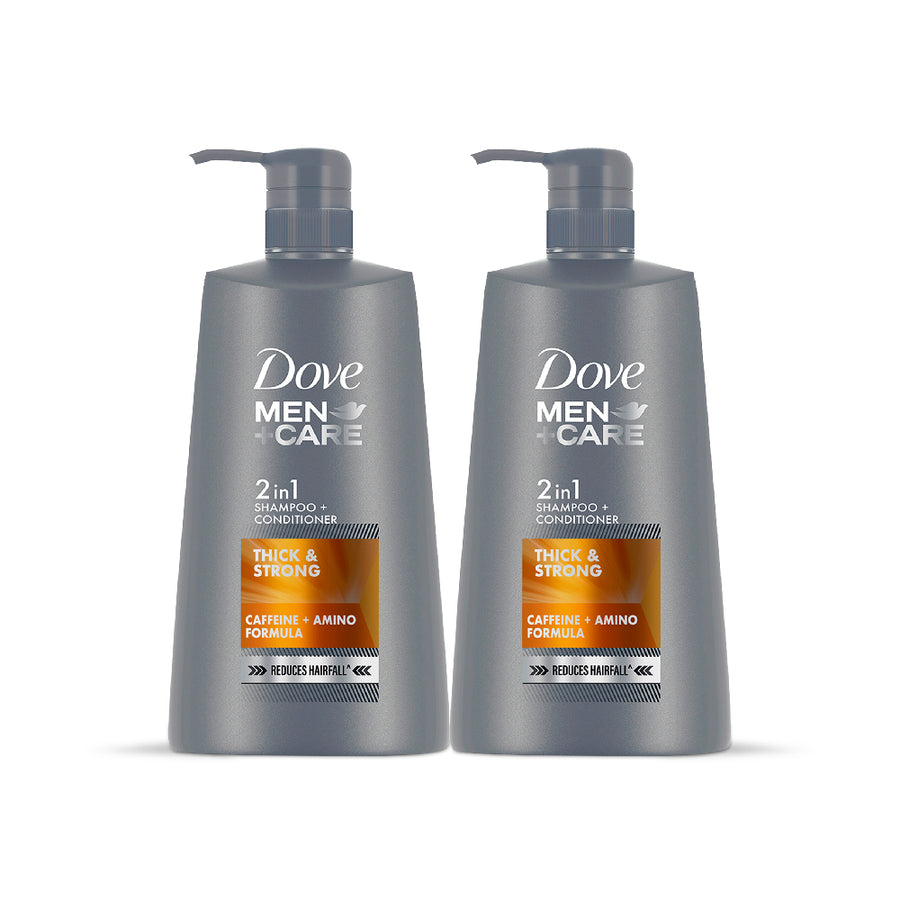 Dove Men+Care Thick & Strong 2in1 Shampoo+Conditioner, 650 ml Combo (Pack of 2)