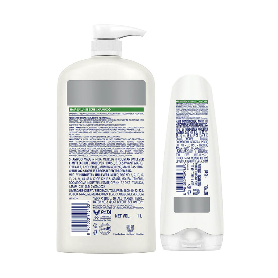 Dove Hair Fall Rescue Shampoo 1L & Conditioner 175ml (Combo Pack)
