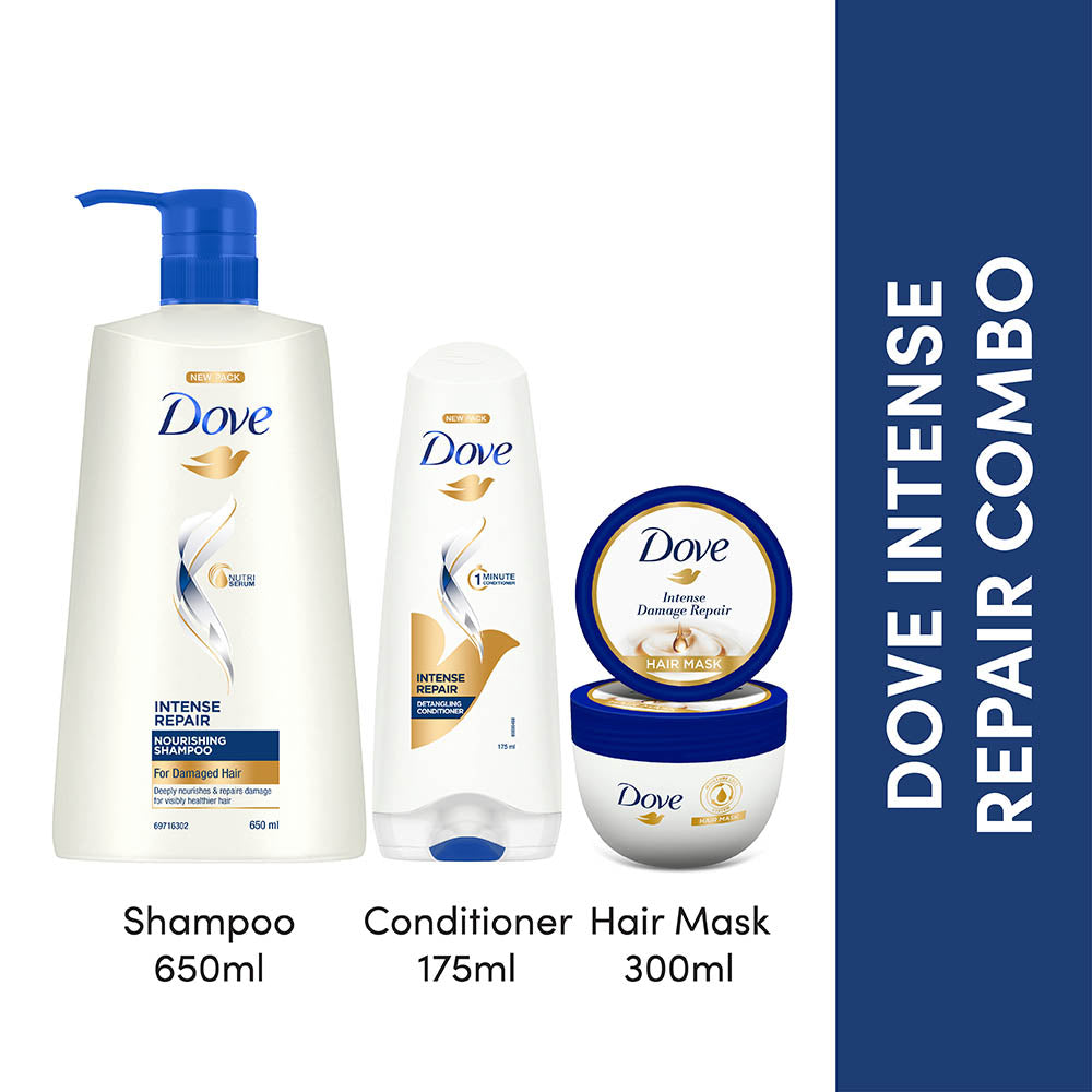 Dove Intense Repair Shampoo 650ml, Conditioner 175ml & Hair Mask 300ml (Combo Pack)