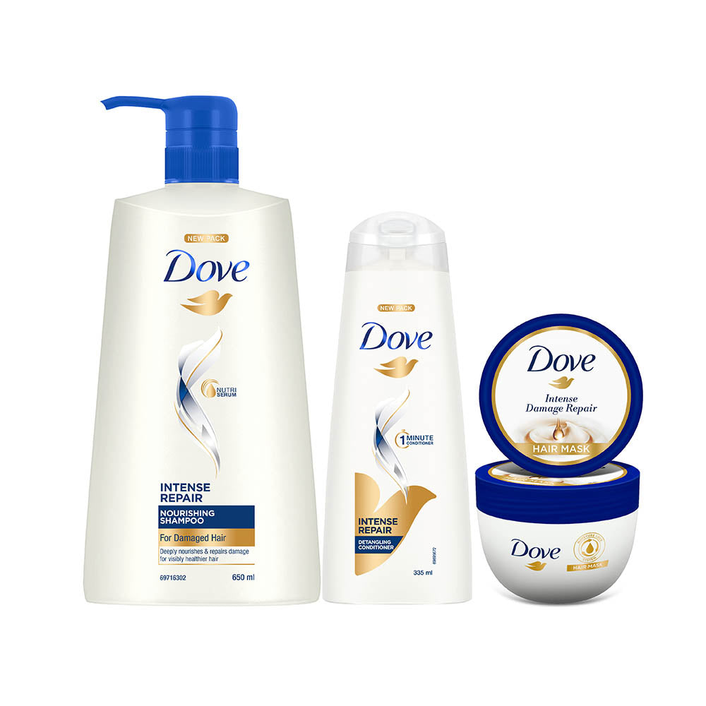 Dove Intense Repair Shampoo 650ml, Conditioner 335ml & Hair Mask 300ml (Combo Pack)