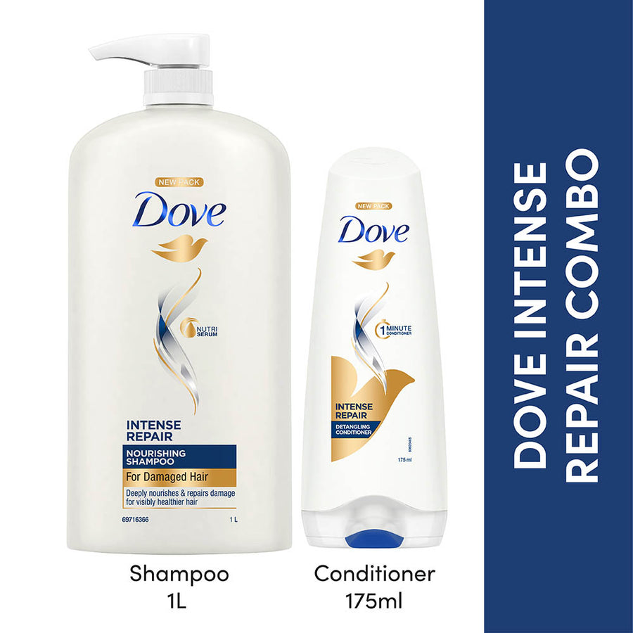 Dove Intense Repair Shampoo 1L & Conditioner 175ml (Combo Pack)