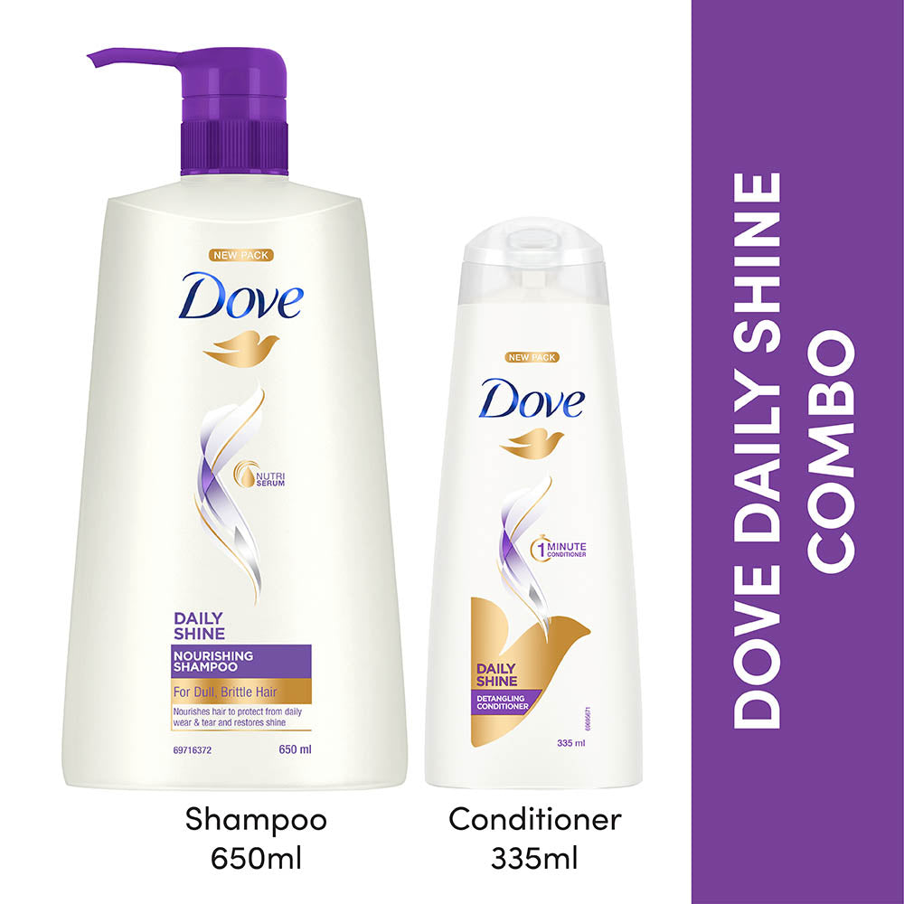 Dove Daily Shine Shampoo 650ml & Conditioner 335ml (Combo Pack)