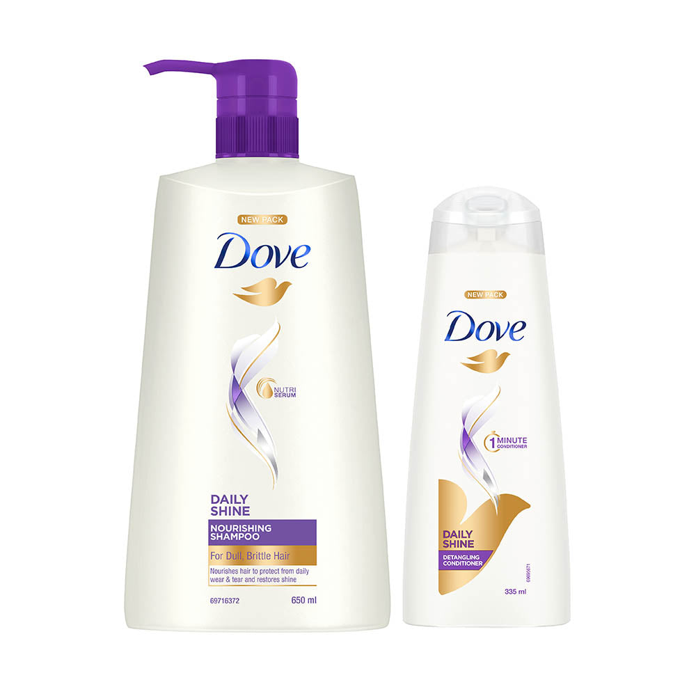 Dove Daily Shine Shampoo 650ml & Conditioner 335ml (Combo Pack)