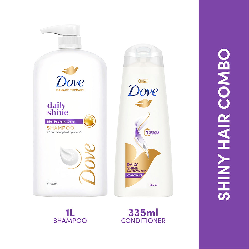 Dove Daily Shine Shampoo 1L & Conditioner 335ml(Combo Pack)