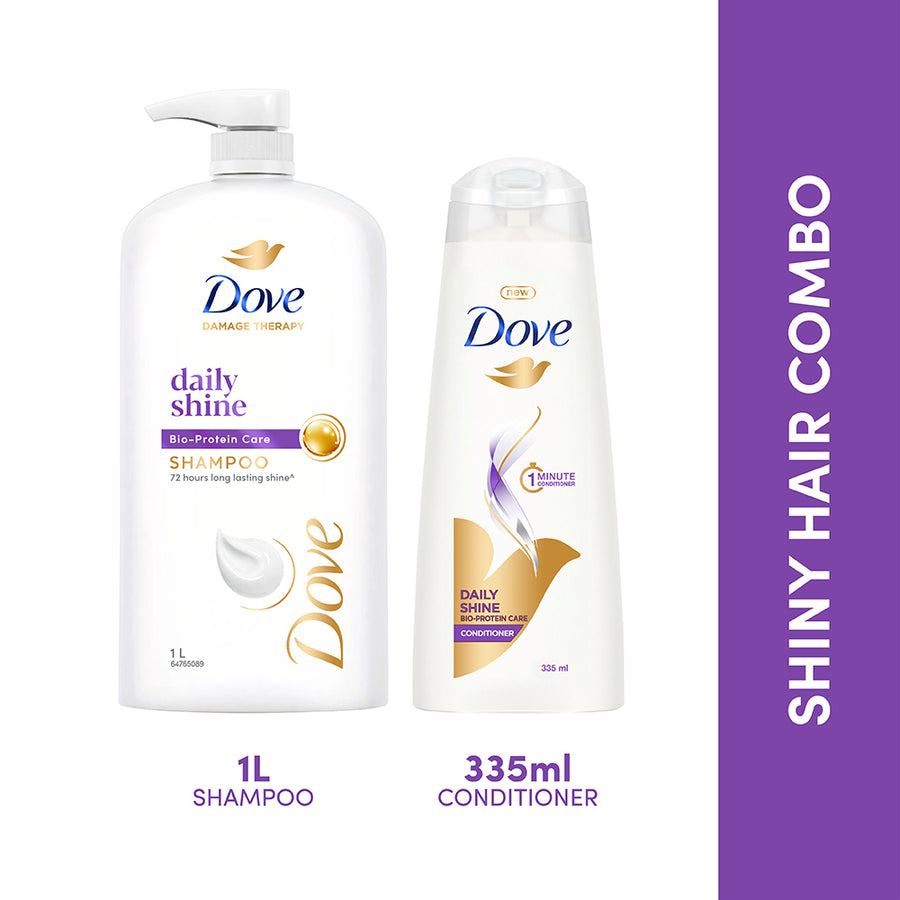Dove Daily Shine Shampoo 1L & Conditioner 335ml(Combo Pack)