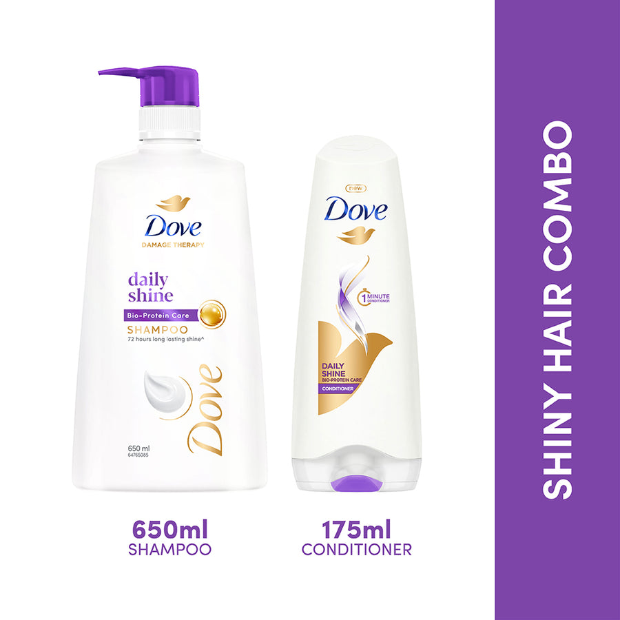 Dove Daily Shine Shampoo 650ml & Conditioner 175ml (Combo Pack)