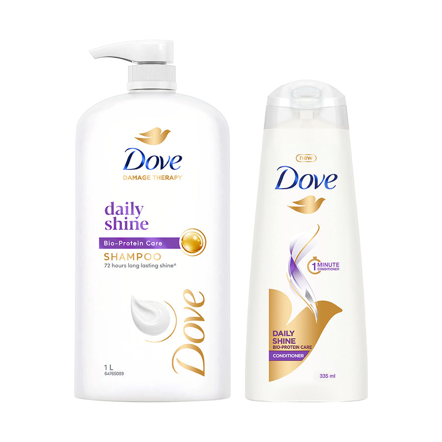 Dove Daily Shine Shampoo 1L & Conditioner 335ml(Combo Pack)