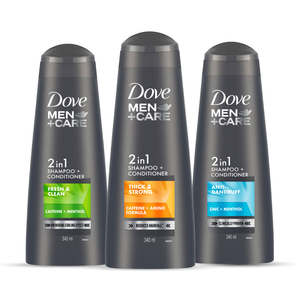 Dove Men+Care 2in1 Shampoo+Conditioner Combo, 340ml (Pack of 3)