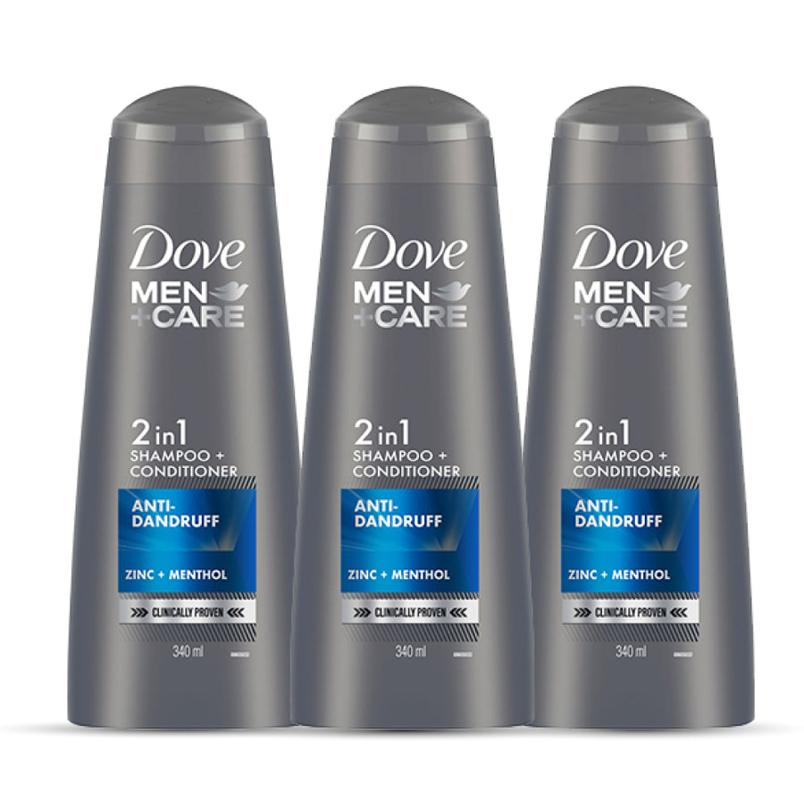 Dove Men+Care Anti Dandruff 2in1 Shampoo+Conditioner, 340 ml Combo (Pack of 3)