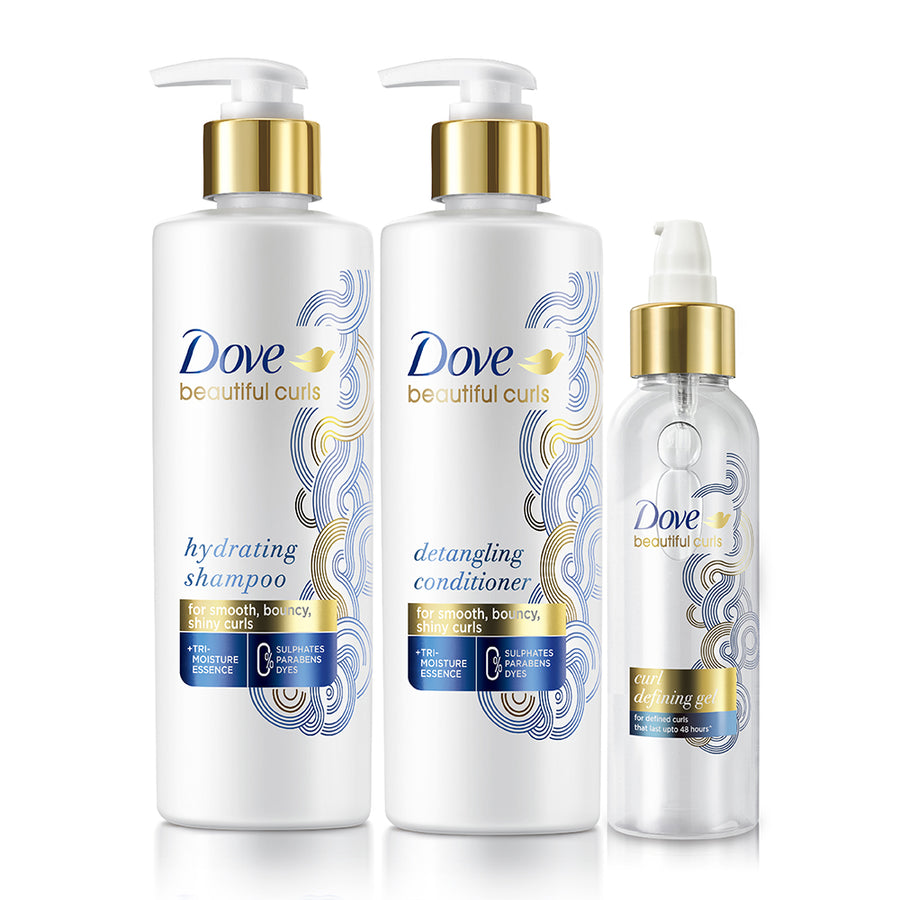 Dove Beautiful Curls Shampoo 380ml, Conditioner 380ml & Hair Gel 100ml (Combo Pack)