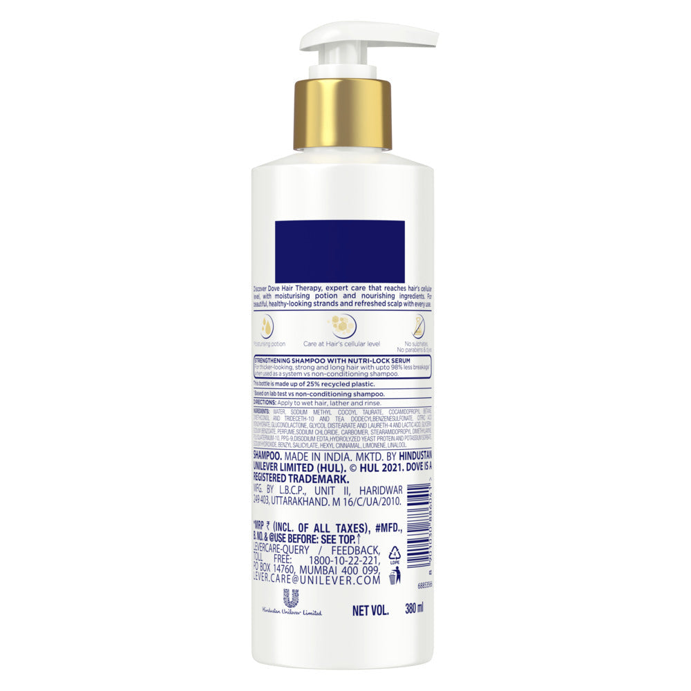 Dove Hair Therapy Breakage Repair Sulphate-Free Shampoo, No Parabens & Dyes, With Nutri-Lock Serum, 380ml