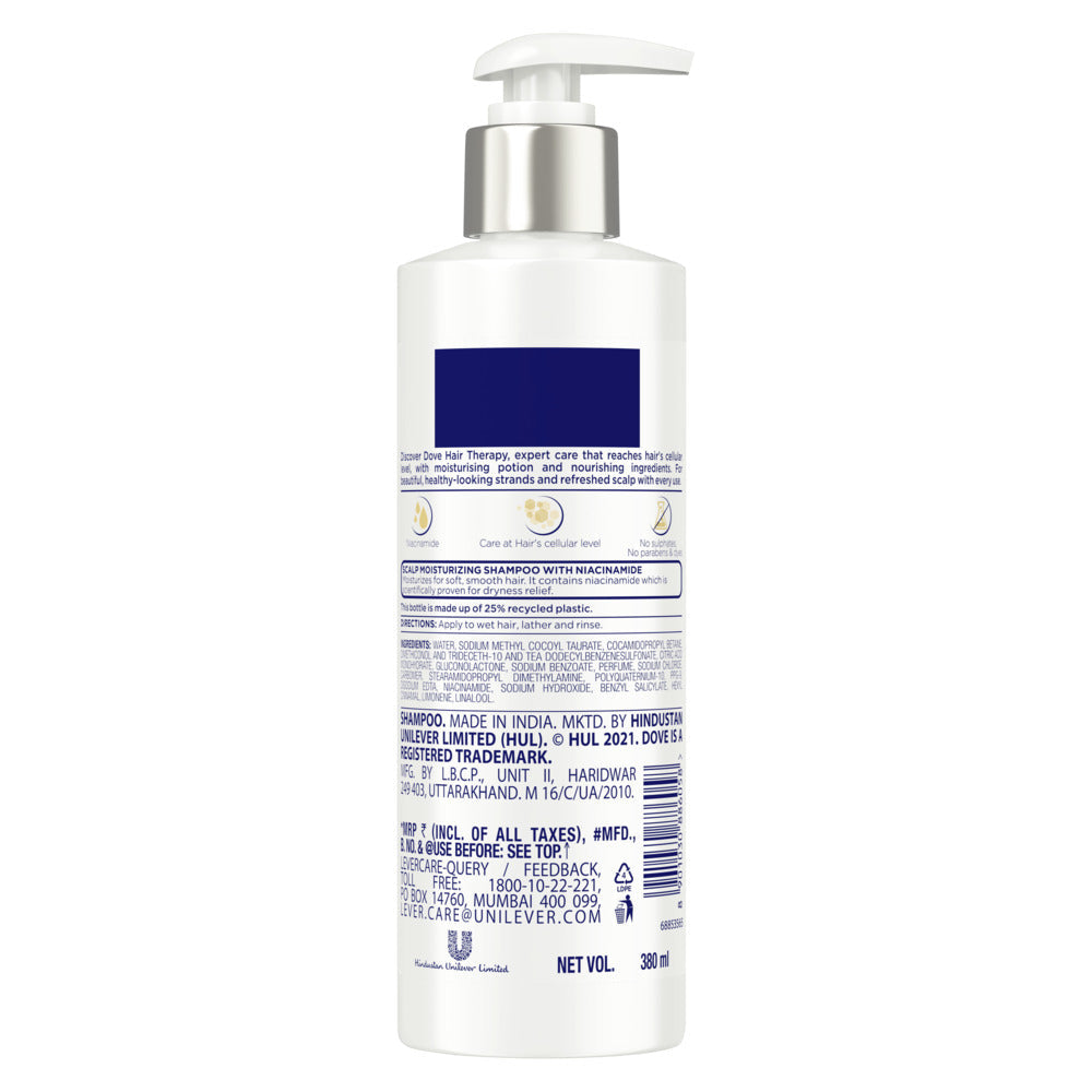 Dove Hair Therapy Dry Scalp Care Sulphate-Free Shampoo, No Parabens & Dyes, With Niacinamide, 380ml