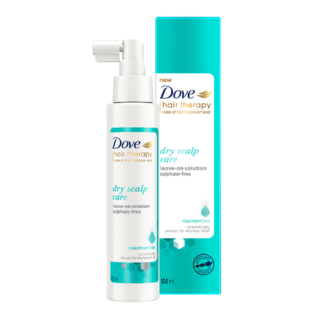 Dove Hair Therapy Dry Scalp Care Moisturizing Leave-on Solution, Sulphate Free, No Parabens & Dyes, With Niacinamide, 100ml