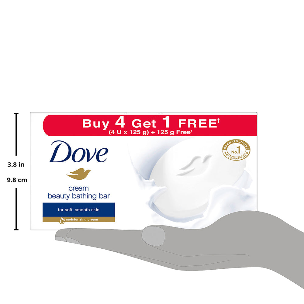 Dove Cream Beauty Bar - Soft, Smooth, Moisturised Skin, 125g (Buy 4 Get 1 Free)