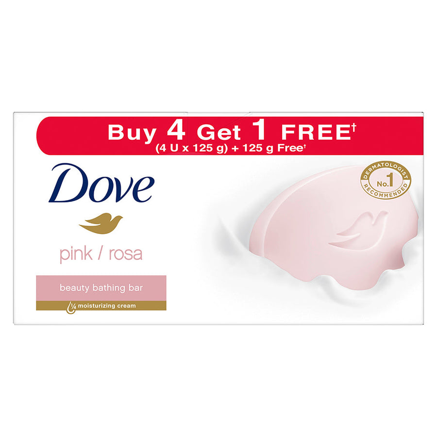 Dove Pink Rosa Beauty Bar, 125g (Buy 4 Get 1 Free)