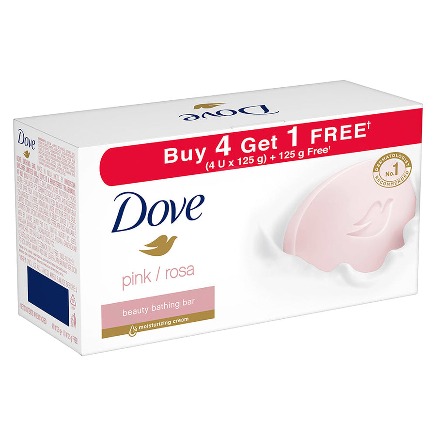 Dove Pink Rosa Beauty Bar, 125g (Buy 4 Get 1 Free)
