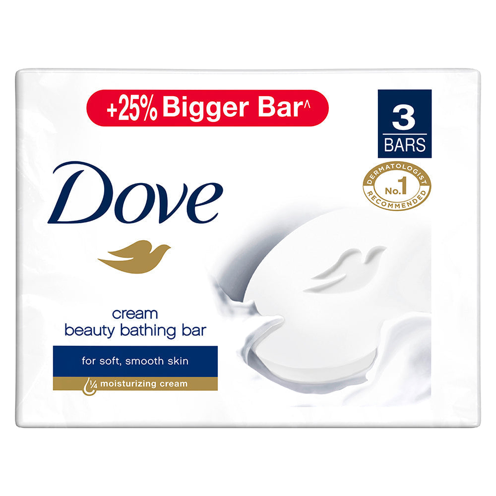 Dove Cream Beauty Bar - Soft, Smooth, Moisturised Skin, 3x125g