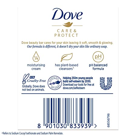 Dove Care & Protect Moisturising Cream Beauty Bathing Bar, 100g (Buy 3 & Get 1 Free)