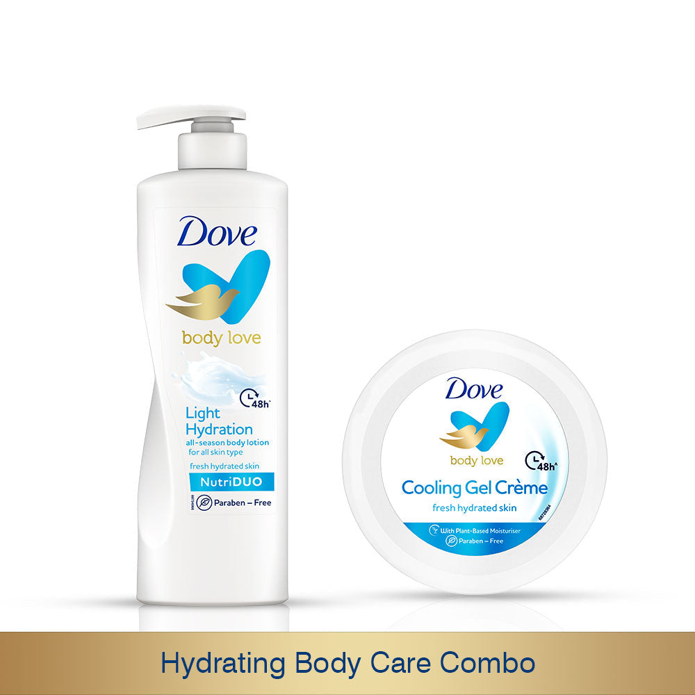 Body Love Light Hydration Body Lotion 400ml & Body Love Cooling Gel Crème 48hrs Hydration 145g, Paraben Free (Combo Pack)